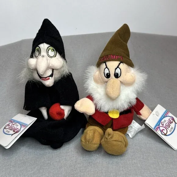 Snow White 7 Dwarfs Prince Witch Disney Store Bean Bag Plush Stuffed Set of 10 - Picture 14 of 16